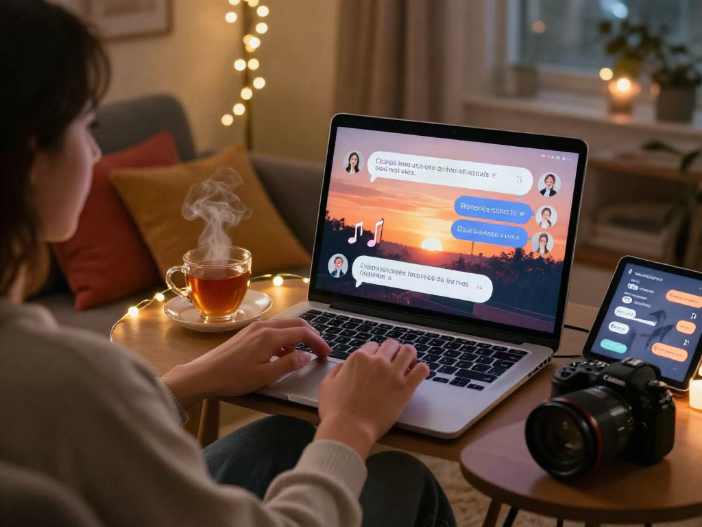 Engaging ai chat porn conversation in a cozy digital space with playful interactions and a warm atmosphere.