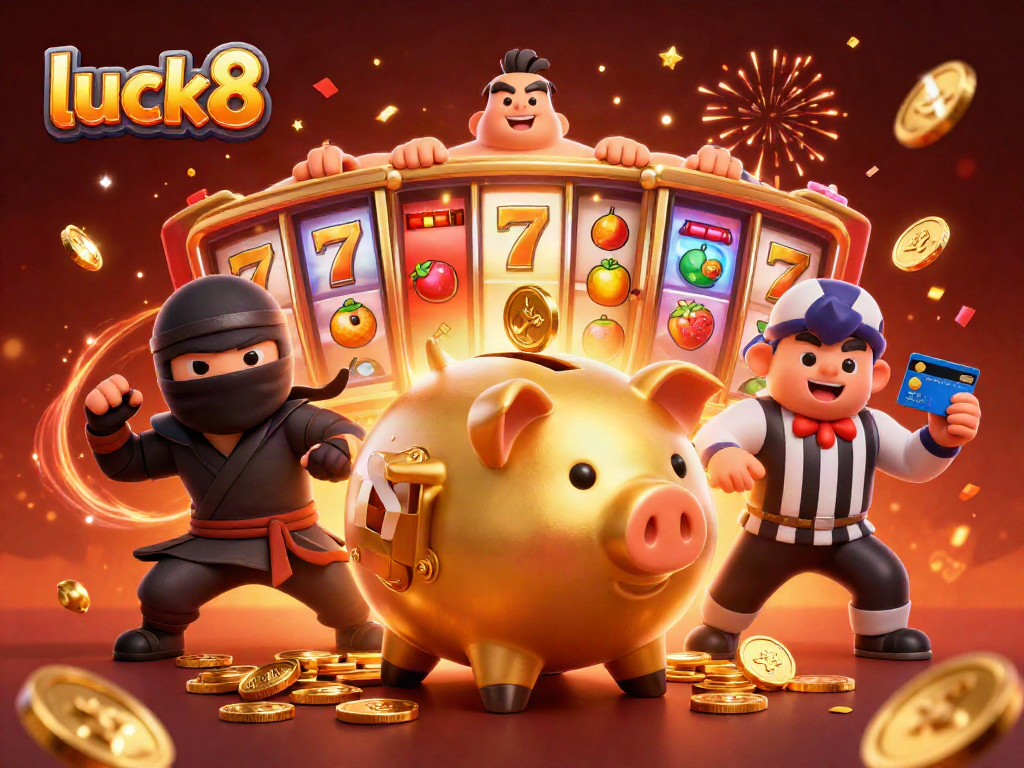 Experience the thrill of luck8 as golden piggy banks, ninjas, and samurais battle amidst jackpots and fruit-filled slots.