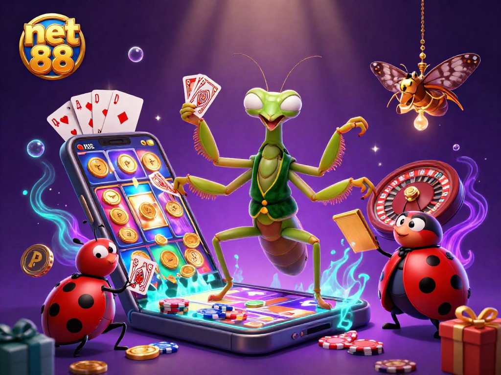 Win big with net 88 at a vibrant cartoon casino, featuring unique characters and dynamic game elements.