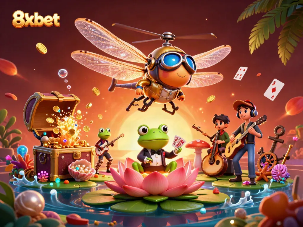 Engage with the vibrant 8xbet casino scene featuring unique characters and dynamic game elements.