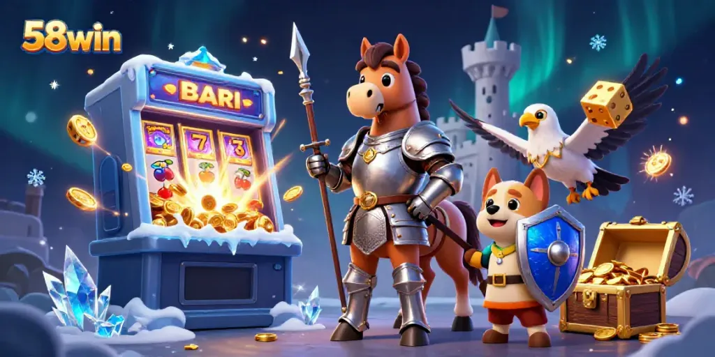 Engage with the thrilling world of 58win's casino adventure featuring a knight and squire