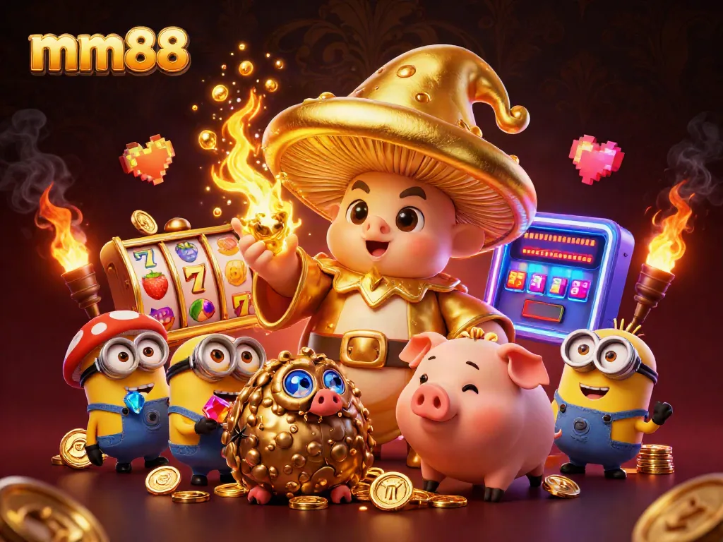 Spin the mm88 slot machines surrounded by magical characters and treasure, igniting excitement.