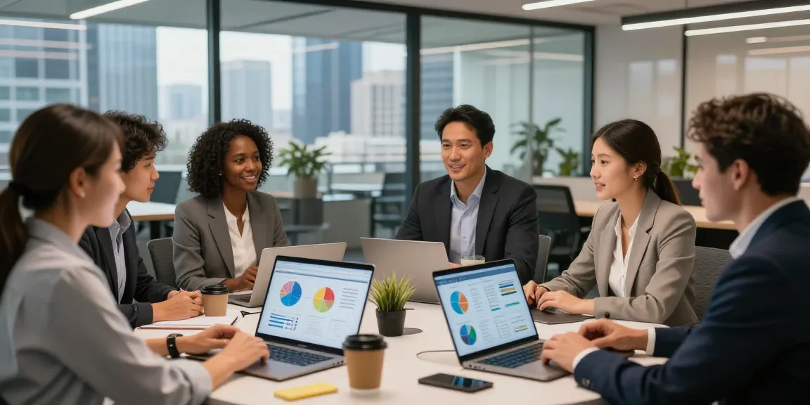 Companies collaborating in a modern office environment with engaging meetings.