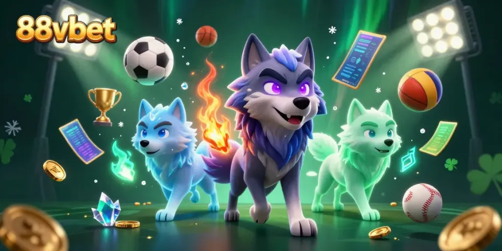 Experience thrilling gameplay with 88vbet's dynamic sports betting illustration, showcasing a vibrant casino atmosphere.