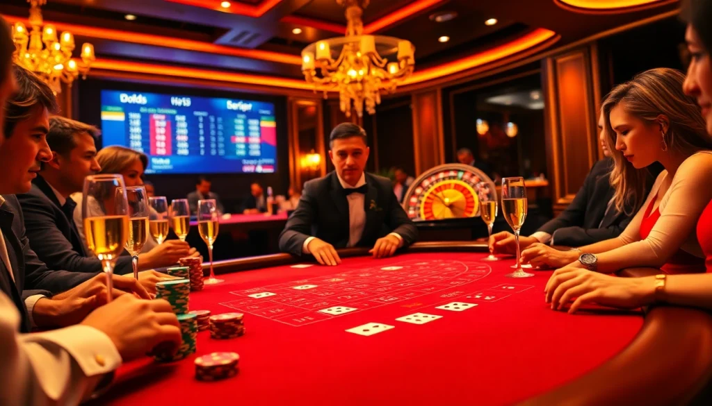 Players strategizing at the baccarat table highlighting https://winvn.wiki's exhilarating online gambling experience.