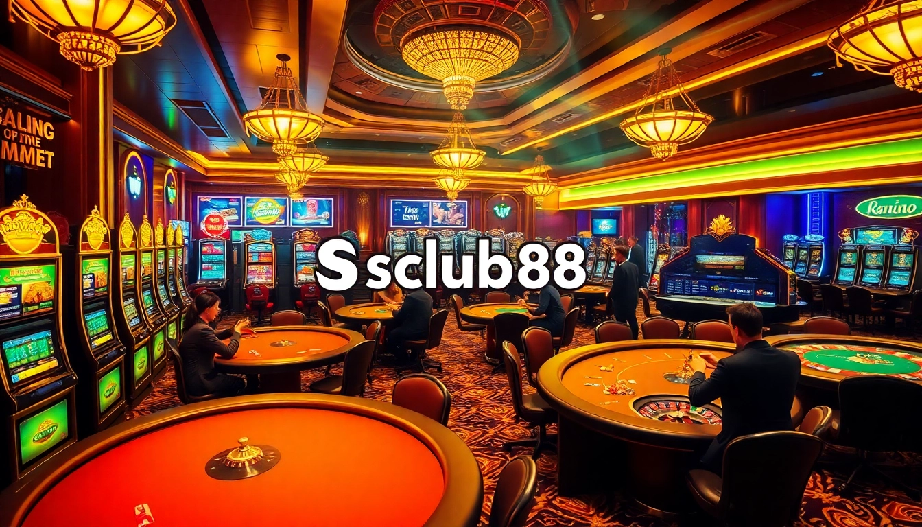 Spectators enjoying a thrilling poker game at a luxurious casino featuring https://sclub88.app/ promotions.