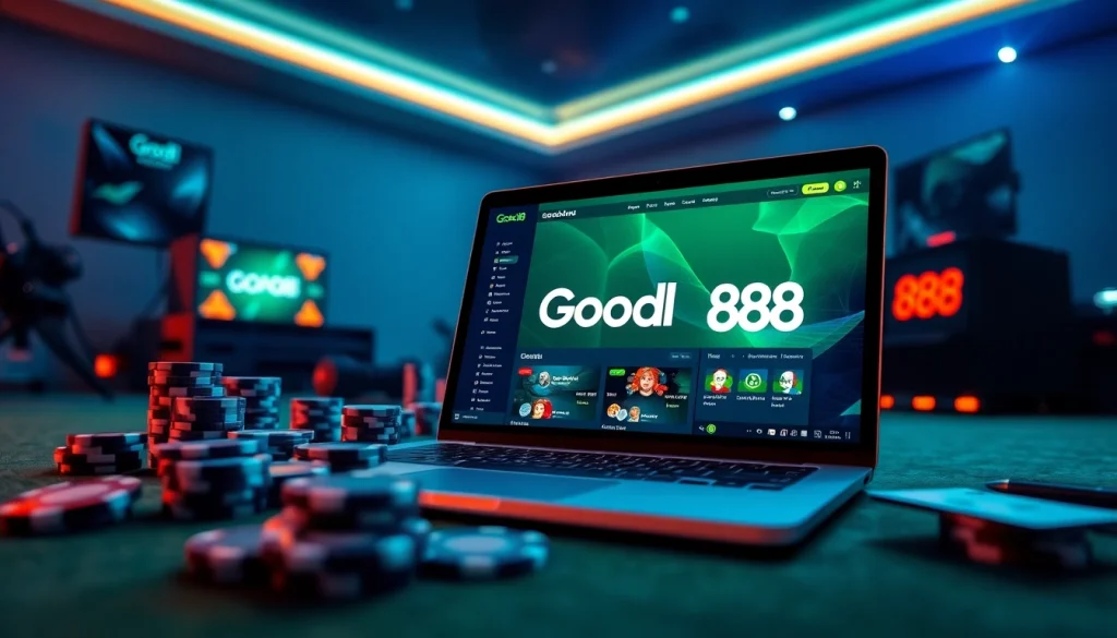 Discover the dynamic gaming experience at good88.hu.net with sleek devices and vibrant gaming elements.