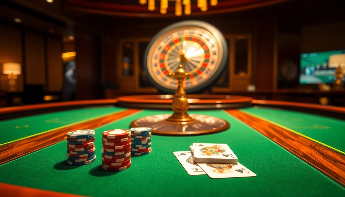 Engaging poker table at https://www.sclub88.bet/ showcasing colorful chips and elegant cards.
