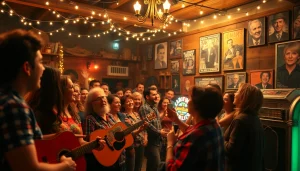 Joyful crowd celebrating at a Johnny Cash birthday event, highlighting johnnycashbirthday.com.
