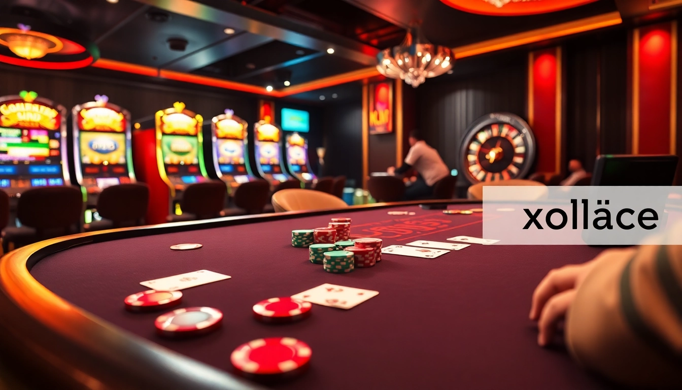 A gambler places a chip on the table at Xoilac's upscale poker setting, capturing the thrill of high-stakes gaming.