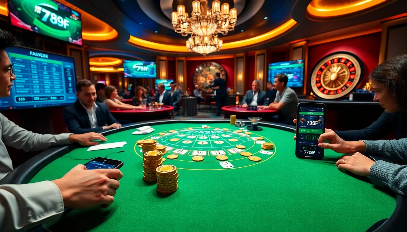 Experience the excitement of online gaming at https://789fcom.asia/ with a live blackjack table scene.