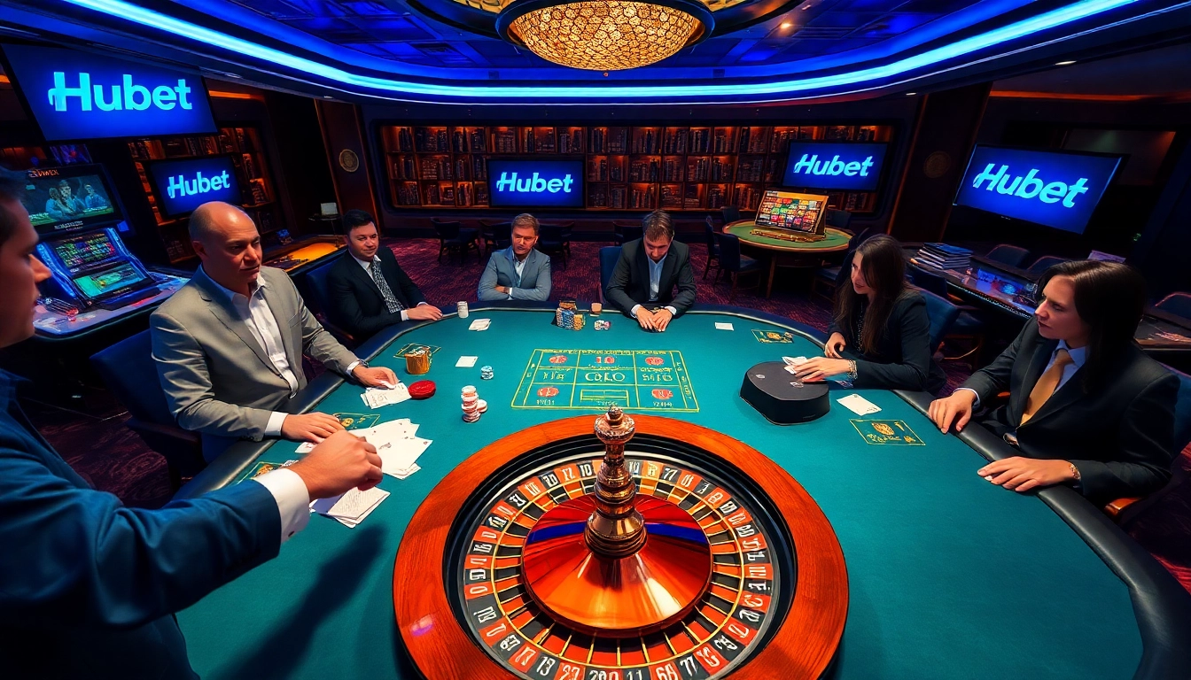 Players experiencing the thrill of Hubet's casino games with vibrant action and high stakes.