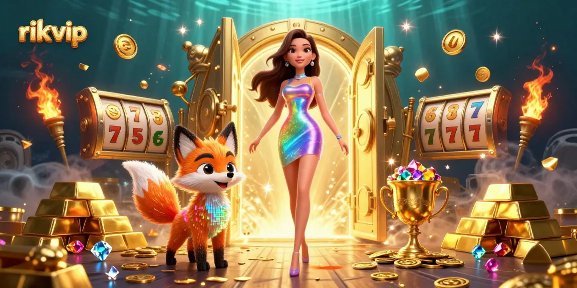 Experience the thrill of rik vip gaming with captivating visuals of jackpots and treasures.