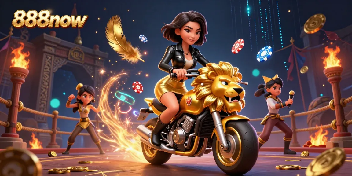 Spin and win at 888now with exciting poker chips and glamorous characters in action.