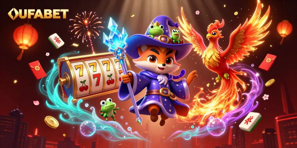 Experience thrilling UFABET action with a magical scene of slots, wizards, and phoenixes.