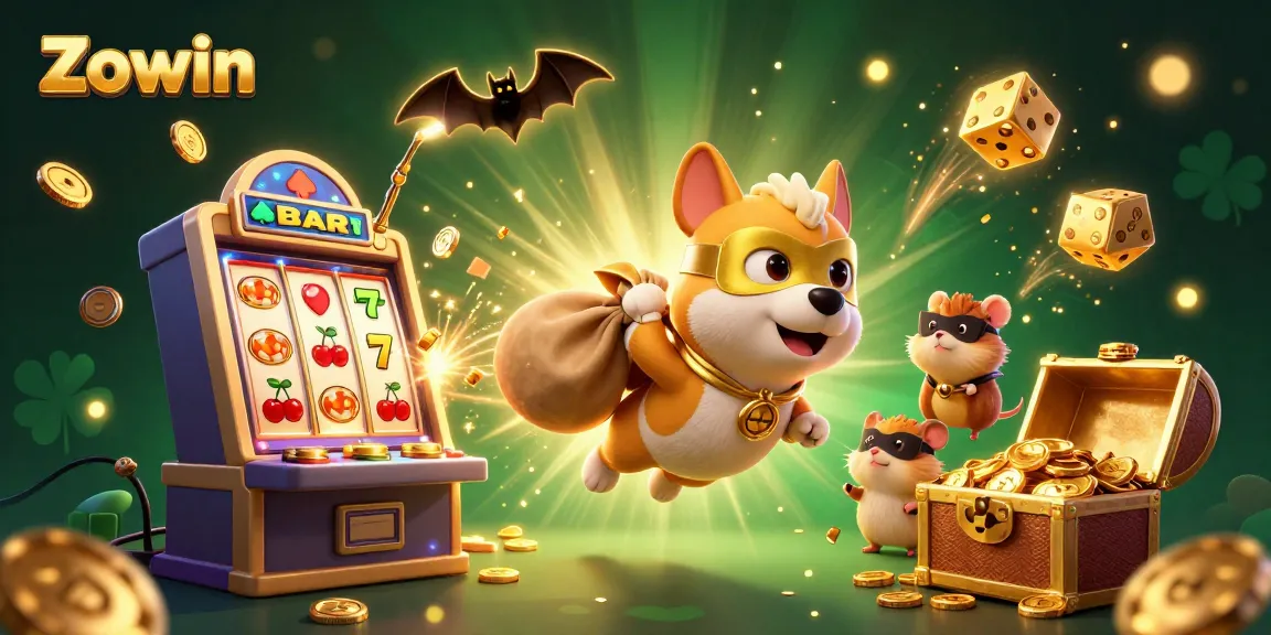 Zowin engages players with vibrant gaming action and thrilling jackpots bursting from slot machines.
