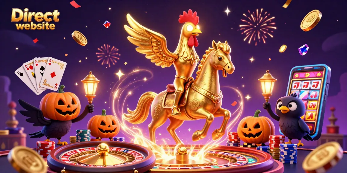 Experience the thrill at the Direct website, where a golden rooster leads through a cascading casino adventure.